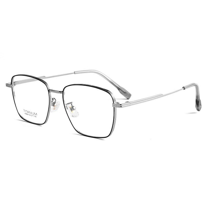Yimaruili Unisex Full Rim Square Titanium Eyeglasses K5009 Full Rim Yimaruili Eyeglasses Black Silver  