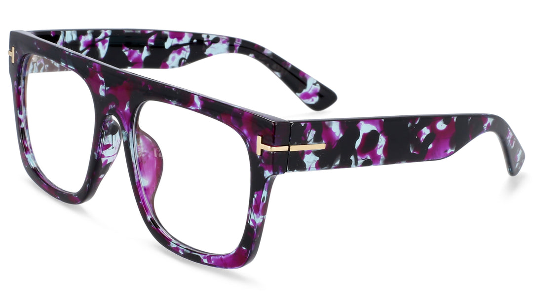CCSpace Unisex Full Rim Square Resin Titanium Frame Eyeglasses 45718 Full Rim CCspace C10 floral  