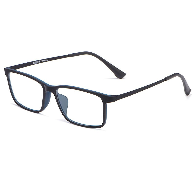KatKani Unisex Full Rim Square Tr 90 Titanium Eyeglasses Hr8085 Full Rim KatKani Eyeglasses Black Light Blue  