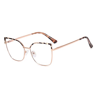 Ralferty Women's Full Rim Square Cat Eye Alloy Eyeglasses F82055 Full Rim Ralferty China C2 Leopard 