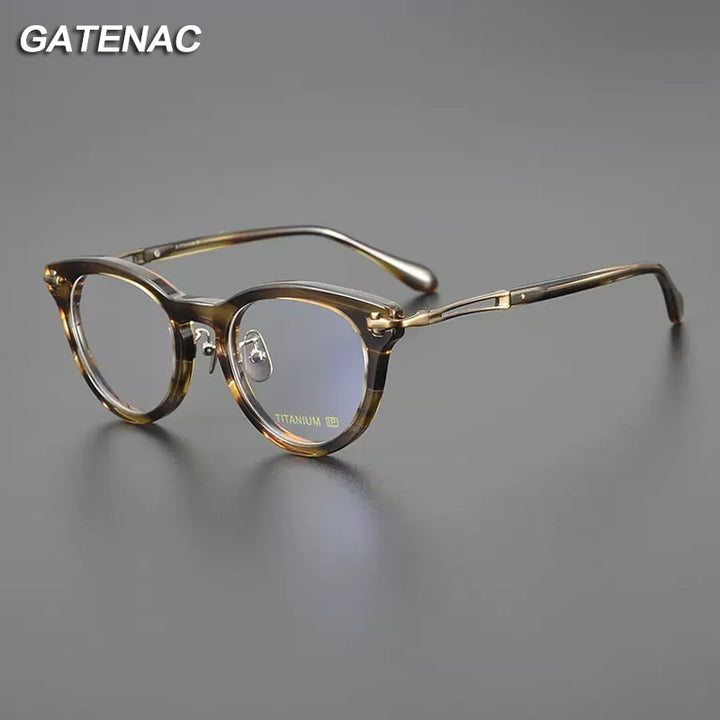 Gatenac Unisex Full Rim Cat Eye Acetate Titanium Eyeglasses Gxyj1120 Full Rim Gatenac   