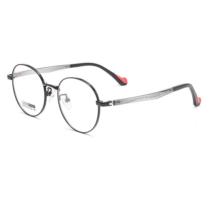Yimaruili Unisex Children's Full Rim Round Ultem Titanium Alloy Eyeglasses 7519s Full Rim Yimaruili Eyeglasses Black  