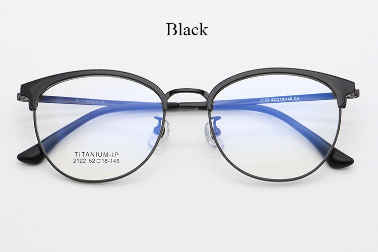 Bclear Unisex Full Rim Round Titanium Acetate Frame Browline Eyeglasses My2122 Full Rim Bclear Black  