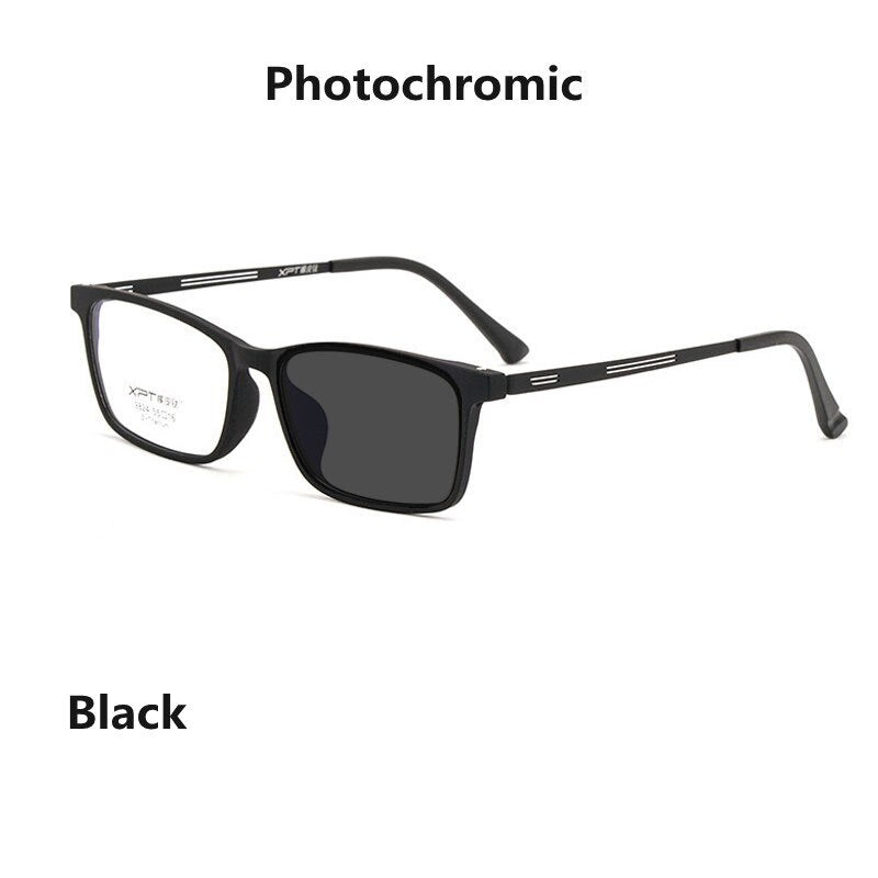 Handoer Unisex Full Rim Square Tr 90 Titanium Hyperopic Photochromic Reading Glasses 9824 0 To +150 Reading Glasses Handoer 0 black photo 