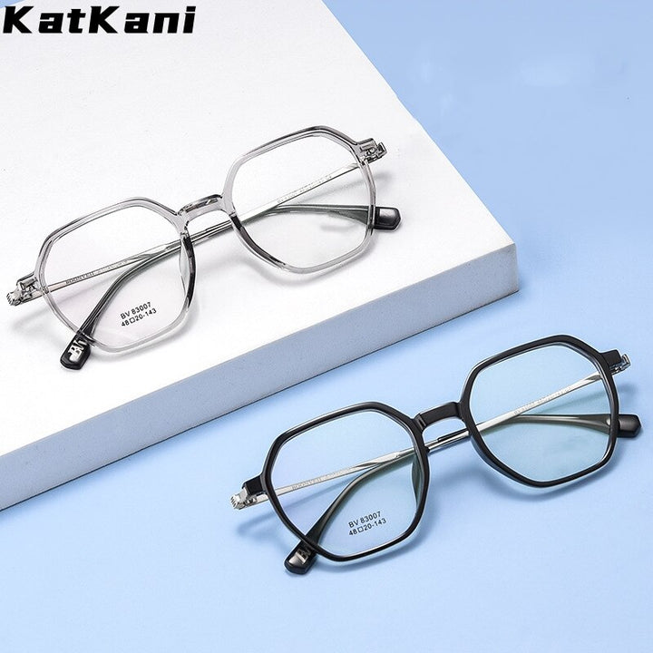 KatKani Unisex Full Rim Polygon Tr 90 Alloy Eyeglasses Bv83007b Full Rim KatKani Eyeglasses   