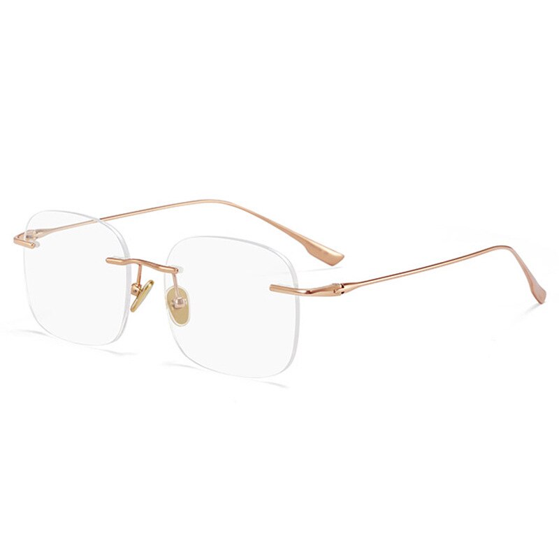 Handoer Men's Rimless Customized Lens Shape Titanium Eyeglasses 99219 Rimless Handoer Rose Gold  