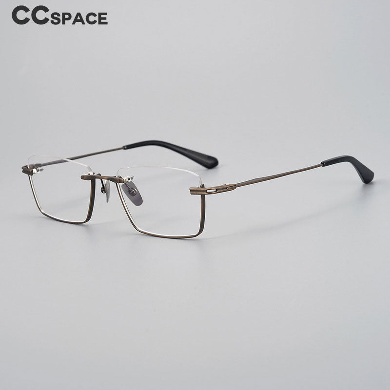 CCSpace Unisex Semi Rim Square Handcrafted Titanium Eyeglasses 55634 Full Rim CCspace   