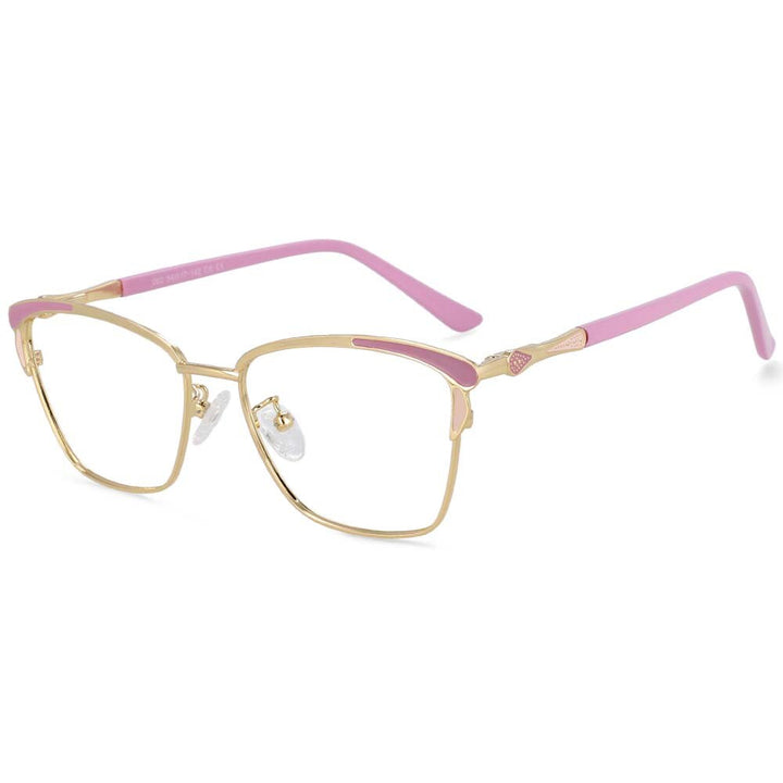 CCSpace Women's Full Rim Square Alloy Frame Eyeglasses 54167 Full Rim CCspace Pink  
