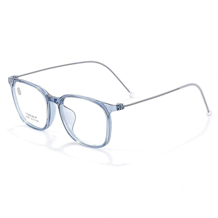 KatKani Unisex Full Rim Square Tr 90 Titanium Eyeglasses M9889 Full Rim KatKani Eyeglasses Transparent Blue  