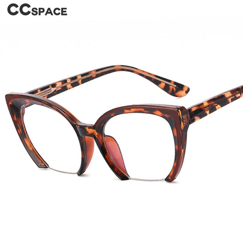 CCSpace Women's Semi Rim Square Flat Bottom Cat Eye Tr 90 Titanium Eyeglasses 55068 Semi Rim CCspace   