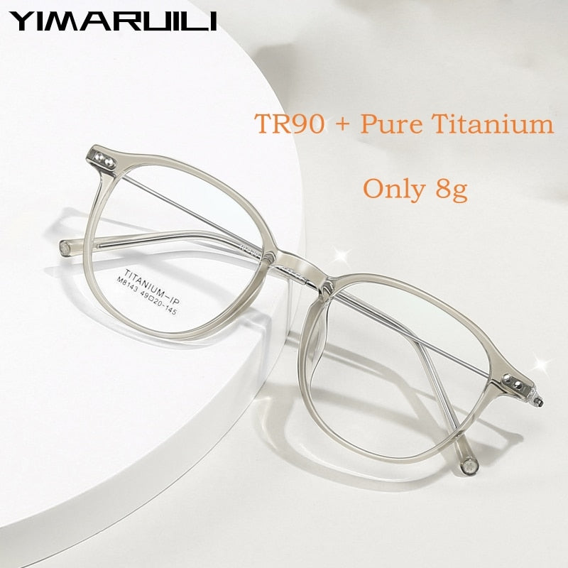 Yimaruili Unisex Full Rim Square Tr 90 Titanium Eyeglasses M8143 Full Rim Yimaruili Eyeglasses   
