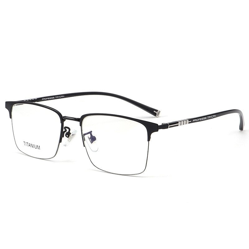 KatKani Unisex Full Rim Square Tr 90 Titanium Eyeglasses 7051 Full Rim KatKani Eyeglasses Black  