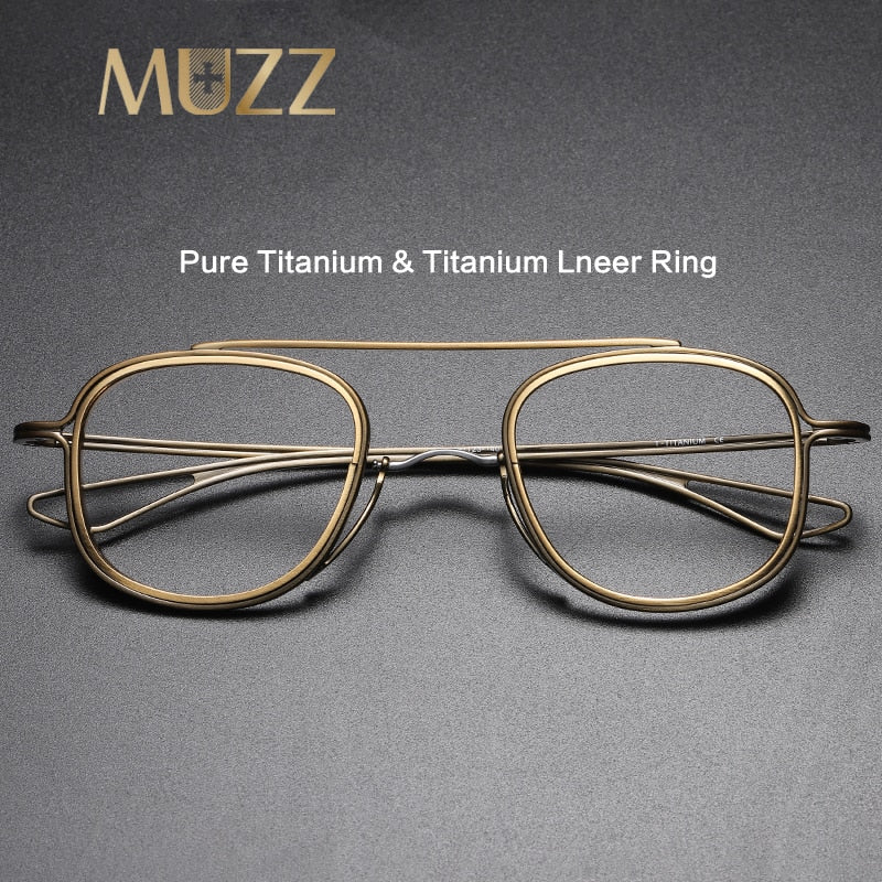 Muzz Unisex Full Rim Square Titanium Frame/Inner Ring Eyeglasses Dlx118 Full Rim Muzz   