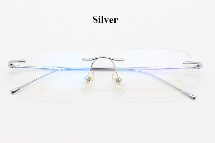 Bclear Unisex Rimless Square Titanium Frame Eyeglasses My632 Rimless Bclear Silver  