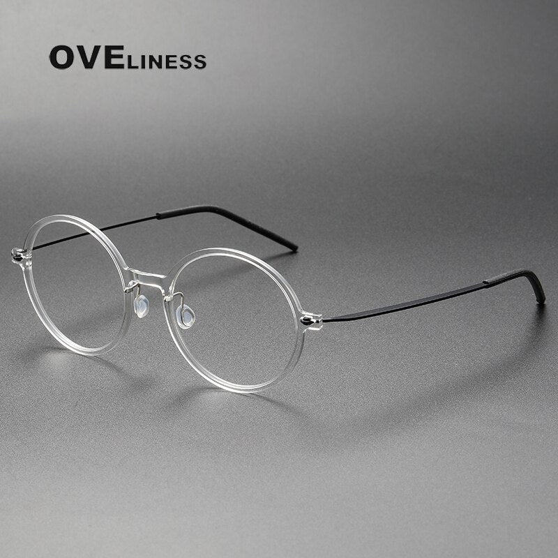 Oveliness Unisex Full Rim Round Screwless Titanium Eyeglasses 6523 Full Rim Oveliness transparent black  