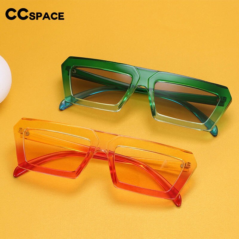 CCSpace Women's Full Rim Irregular Rectangle Acetate Frame Sunglasses 54603 Sunglasses CCspace Sunglasses   