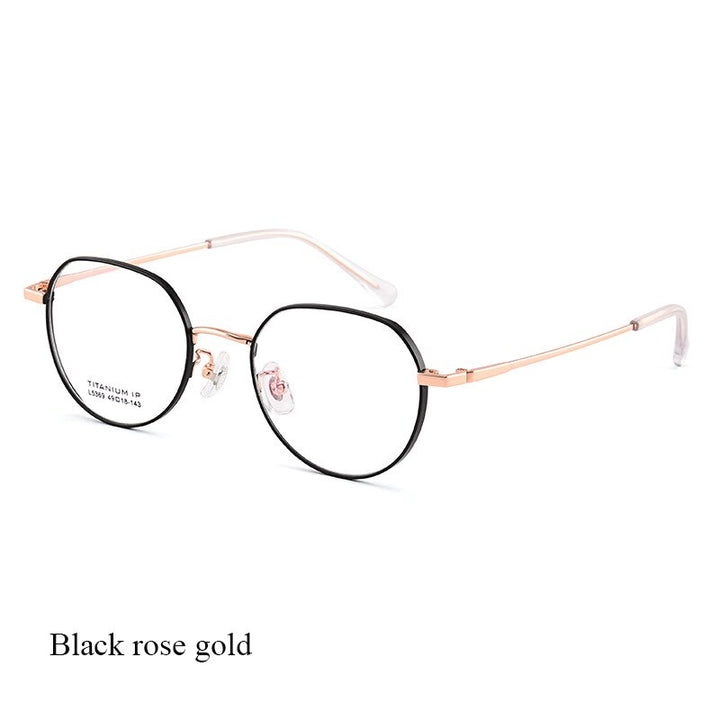 Bclear Unisex Full Rim Polygon Square Titanium Eyeglasses Lb5369 Full Rim Bclear Black rose gold  