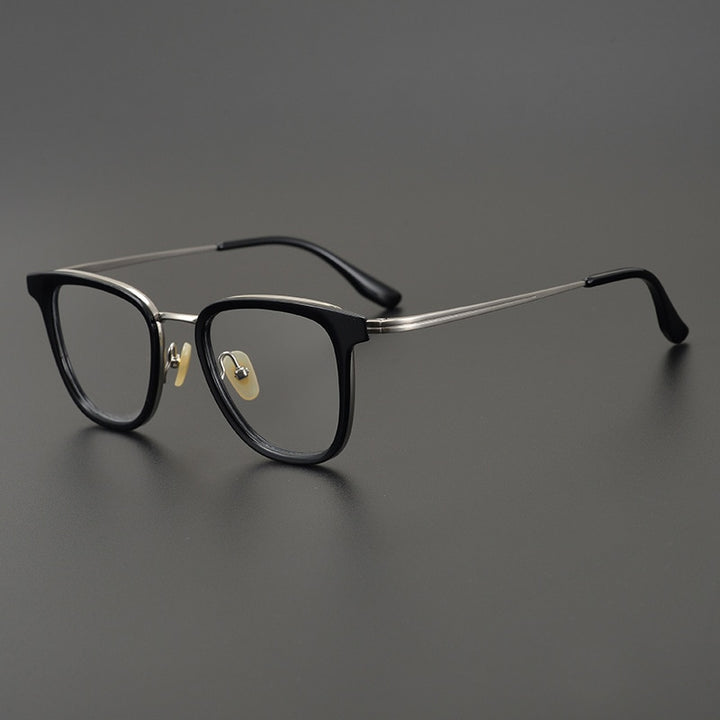 Gatenac Unisex Full Rim Square Titanium Acetate Frame Eyeglasses Gxyj782 Full Rim Gatenac Black  