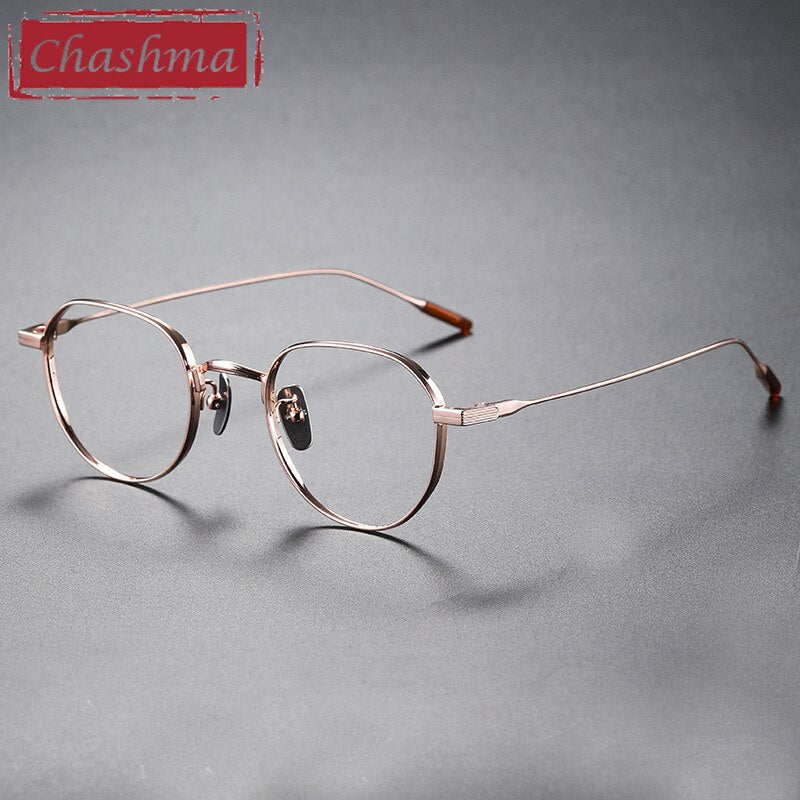 Chashma Ottica Unisex Full Rim Polygon Square Titanium Eyeglasses 80803 Full Rim Chashma Ottica Rose Gold  