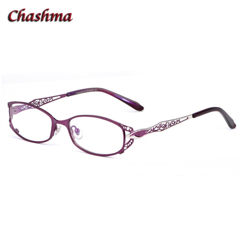 Chashma Ochki Women's Full Rim Oval Rectangle Stainless Steel Eyeglasses 8982 Full Rim Chashma Ochki Purple  