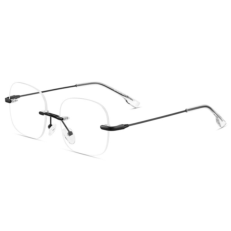 Handoer Men's Rimless Customized Lens Shape Titanium Eyeglasses 31315 Rimless Handoer Black  