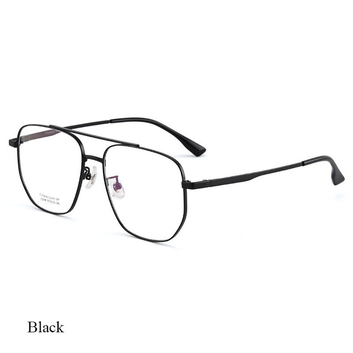 Bclear Unisex Full Rim Square Double Bridge Titanium Eyeglasses Lb5378 Full Rim Bclear Black  