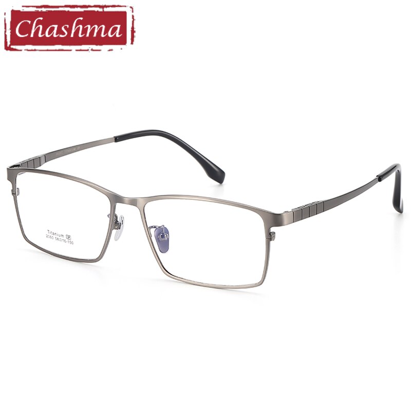 Chashma Ottica Men's Full Rim Oversized Square Titanium Eyeglasses 2060 Full Rim Chashma Ottica Gray  