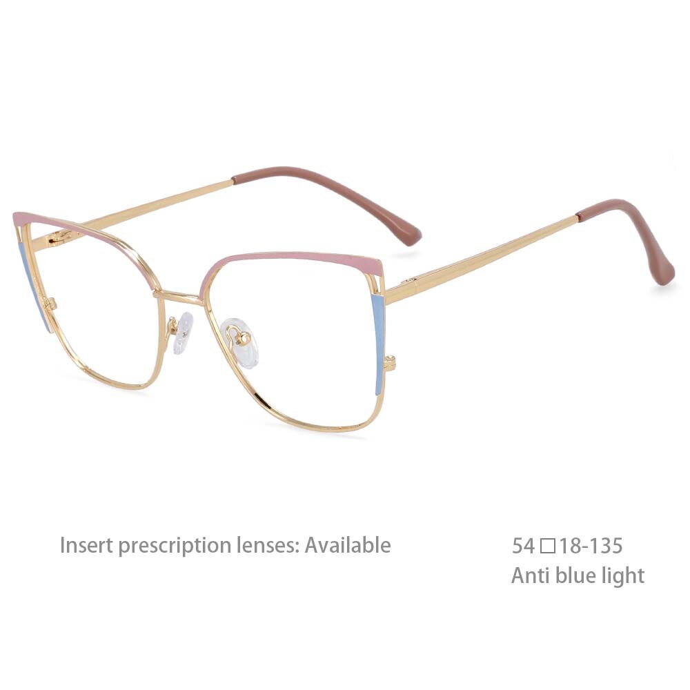 CCSpace Women's Full Rim Square Cat Eye Tr 90 Titanium Frame Eyeglasses 54427 Full Rim CCspace China Pink 