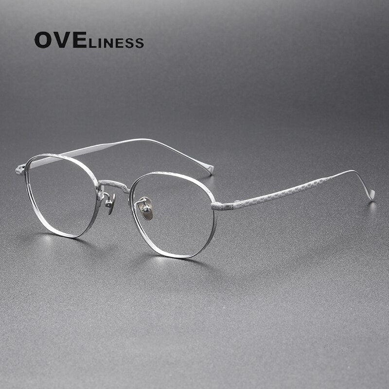 Oveliness Unisex Full Rim Round Titanium Eyeglasses 163 Full Rim Oveliness silver  