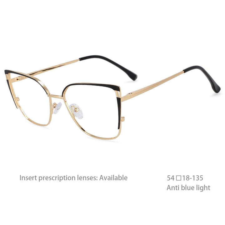 CCSpace Women's Full Rim Square Cat Eye Tr 90 Titanium Frame Eyeglasses 54427 Full Rim CCspace China Black 