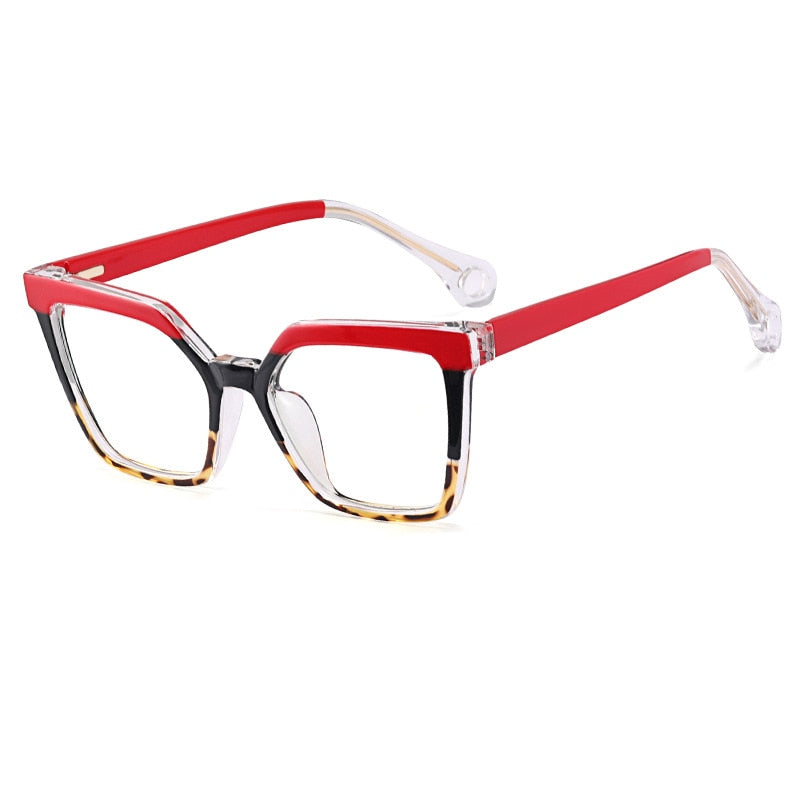 CCSpace Women's Full Rim Square Cat Eye Tr 90 Titanium Eyeglasses 54608 Full Rim CCspace China Red 