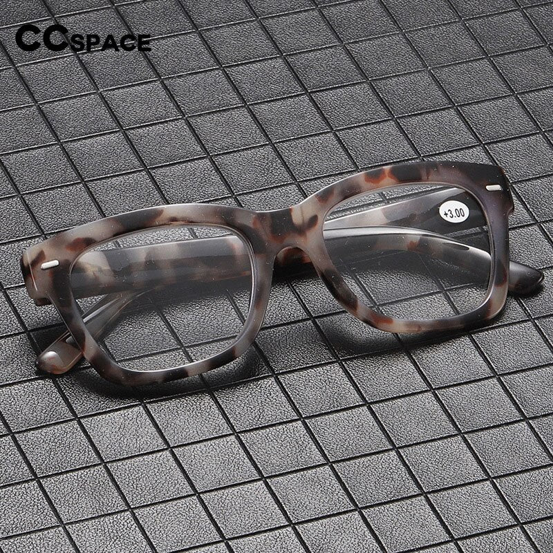 CCSpace Unisex Full Rim Square Acetate Hyperopic Reading Glasses 55810 Reading Glasses CCspace   