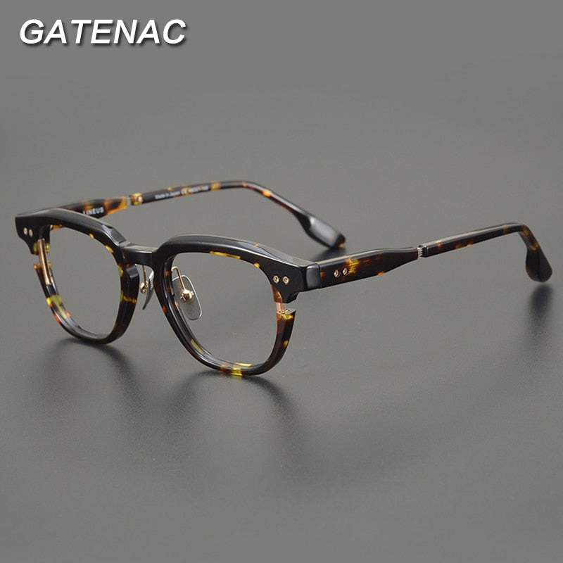 Gatenac Unisex Full Rim Round Square Acetate Eyeglasses Gxyj888 Full Rim Gatenac   