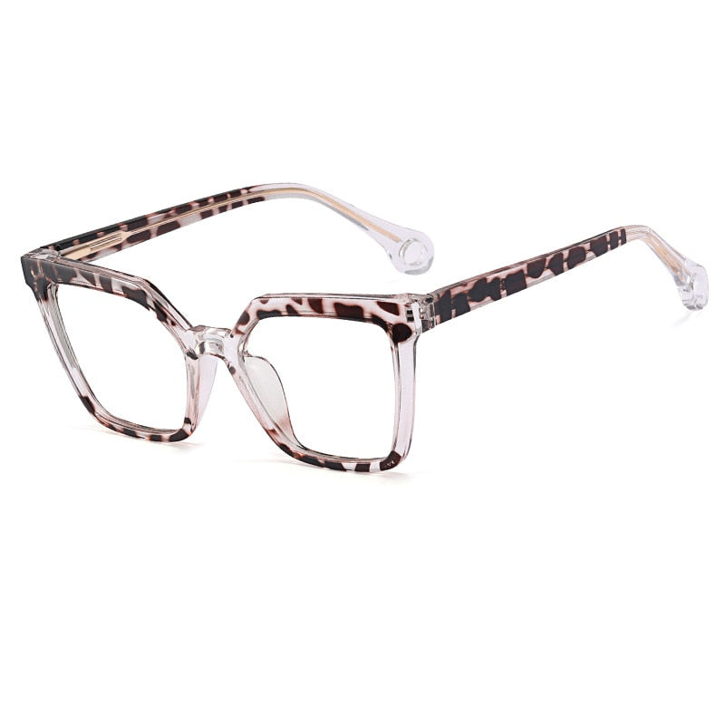 CCSpace Women's Full Rim Square Cat Eye Tr 90 Titanium Eyeglasses 54608 Full Rim CCspace China Leopard 
