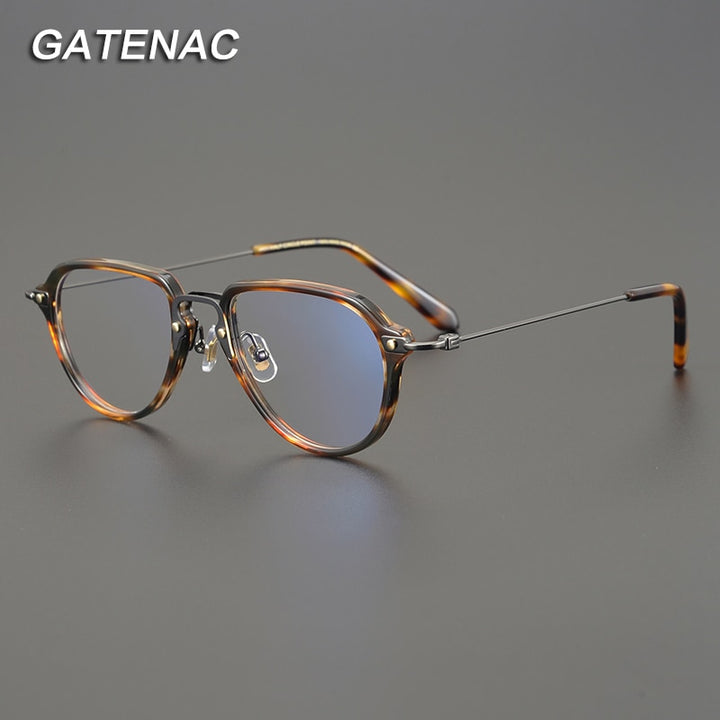 Gatenac Unisex Full Rim Round Titanium Acetate Frame Eyeglasses Gxyj821 Full Rim Gatenac   