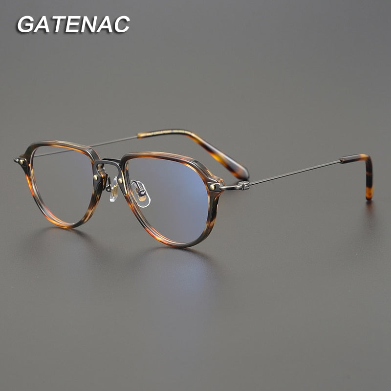 Gatenac Unisex Full Rim Round Titanium Acetate Frame Eyeglasses Gxyj821 Full Rim Gatenac   