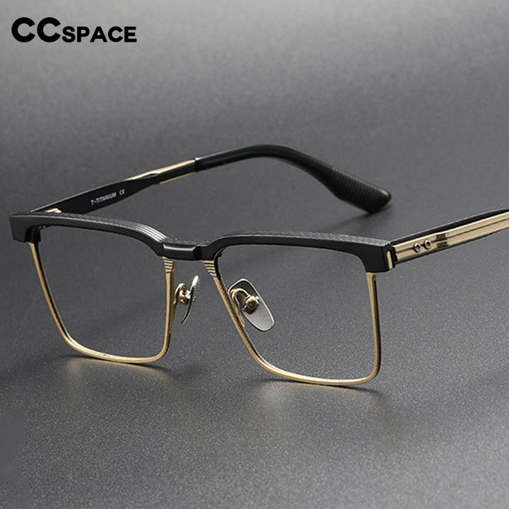 CCSpace Men's Full Rim Square Titanium Eyeglasses 55037 Full Rim CCspace   