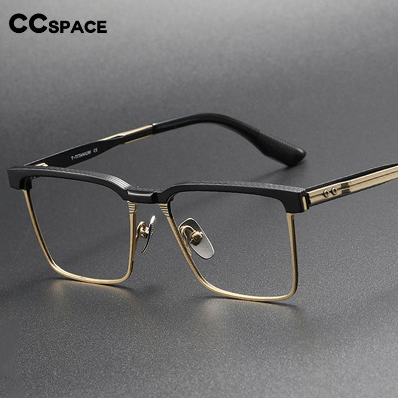 CCspace Men's Full Rim Square Titanium Eyeglasses 55037 Full Rim CCspace   