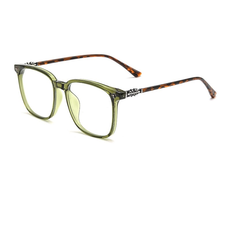 KatKani Unisex Full Rim Square Tr 90 Eyeglasses T7267 Full Rim KatKani Eyeglasses Transparent Green  