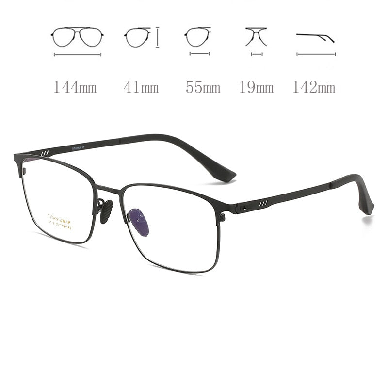 Reven Jate Men's Full Rim Square Titanium Screwless Frame Eyeglasses 6118 Full Rim Reven Jate   