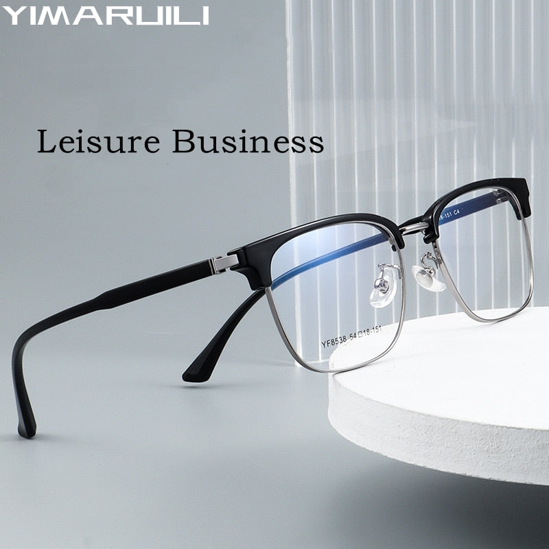 Yimaruili Men's Full Rim Square Acetate Alloy 8538YF Full Rim Yimaruili Eyeglasses   