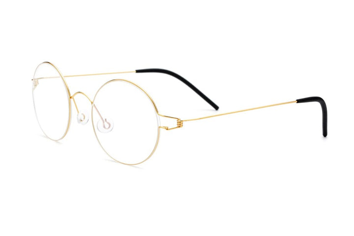 Muzz Men's Full Rim Square Titanium Alloy Screwless Frame Eyeglasses 3in3 Full Rim Muzz Round Gold  