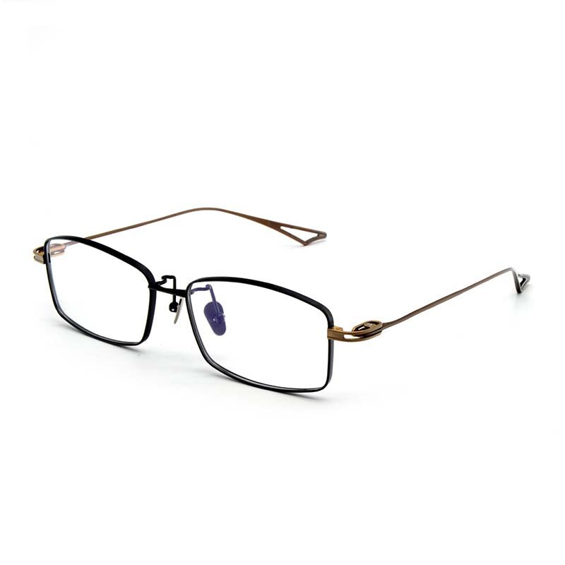 CCspace Men's Full Rim Rectangle Titanium Eyeglasses 55228 Full Rim CCspace BlackBronze China 