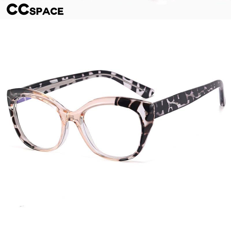 CCSpace Women's Full Rim Square Cat Eye Tr 90 Stainless Steel Eyeglasses 53149 Full Rim CCspace   