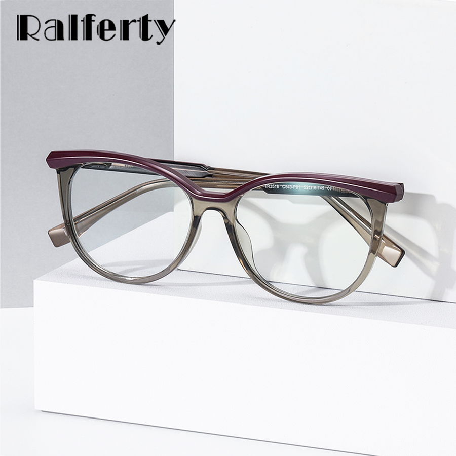 Ralferty Women's Full Rim Round Square Acetate Alloy Eyeglasses D3518 Full Rim Ralferty   