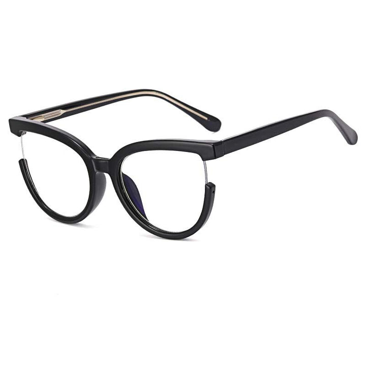 CCspace Women's Full Rim Square Cat Eye Tr 90 Titanium Eyeglasses 54964 Full Rim CCspace China Black 