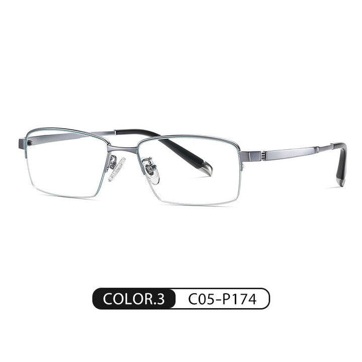 Handoer Men's Semi Rim Square Titanium Eyeglasses Pt907 Semi Rim Handoer C3  