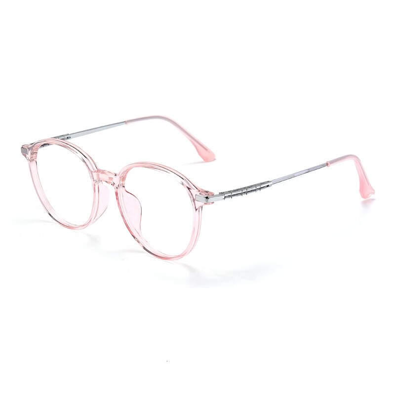KatKani Unisex Full Rim Round Acetate Titanium Eyeglasses 96007S Full Rim KatKani Eyeglasses Transparent Pink  