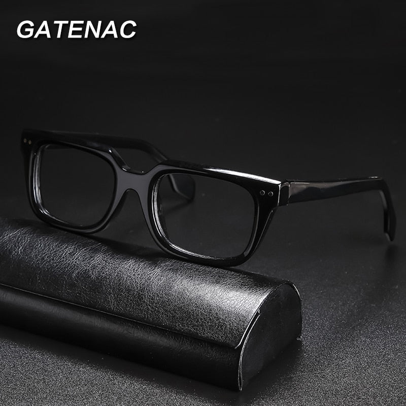 Gatenac Unisex Full Rim Square Acetate Frame Eyeglasses Gxyj725 Full Rim Gatenac   