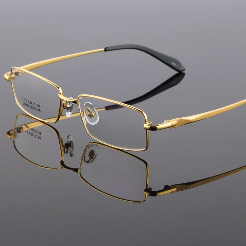 Hdcrafter Men's Full Rim Square Tr 90 Titanium Eyeglasses Lr9867 Full Rim Hdcrafter Eyeglasses Gold  
